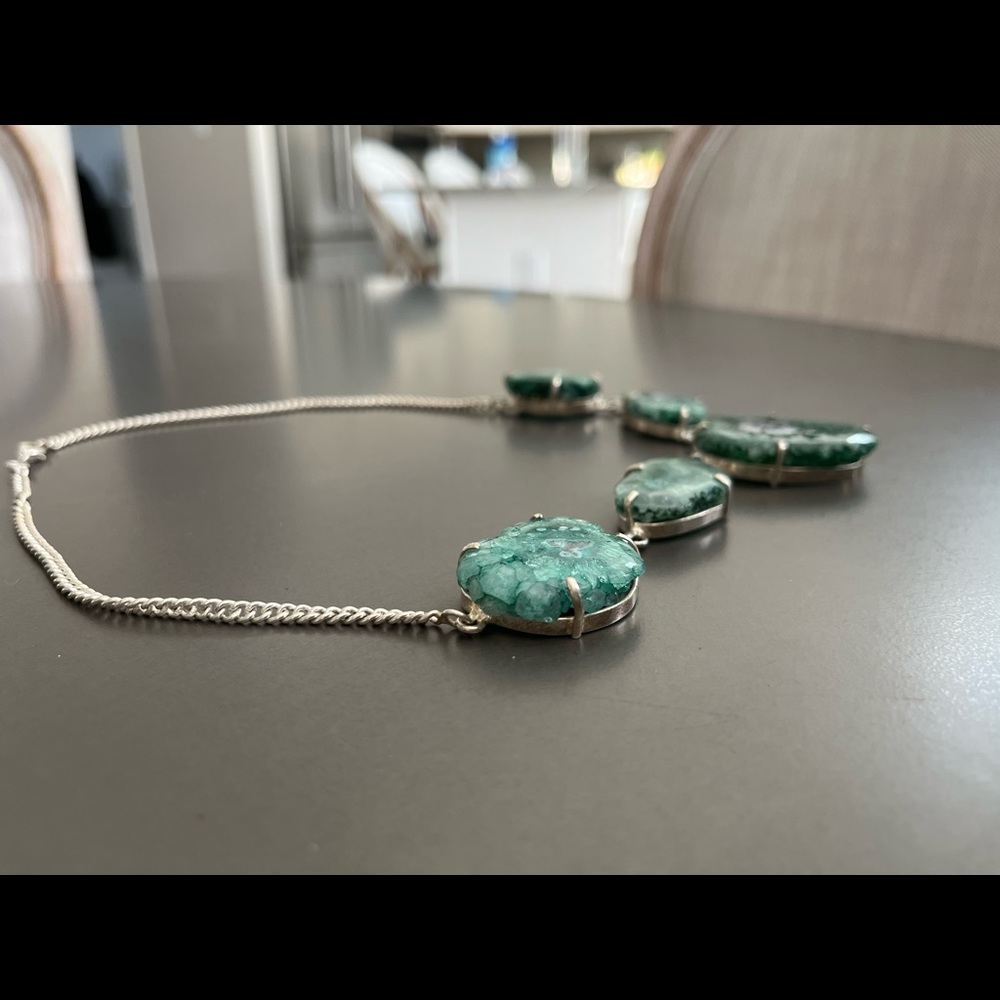 Chunky Green Agate Gemstone Statement Necklace - image 4